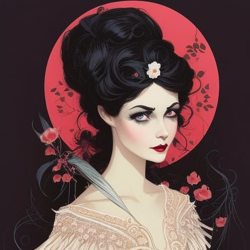 Charming Victorian Woman in Gothic Setting