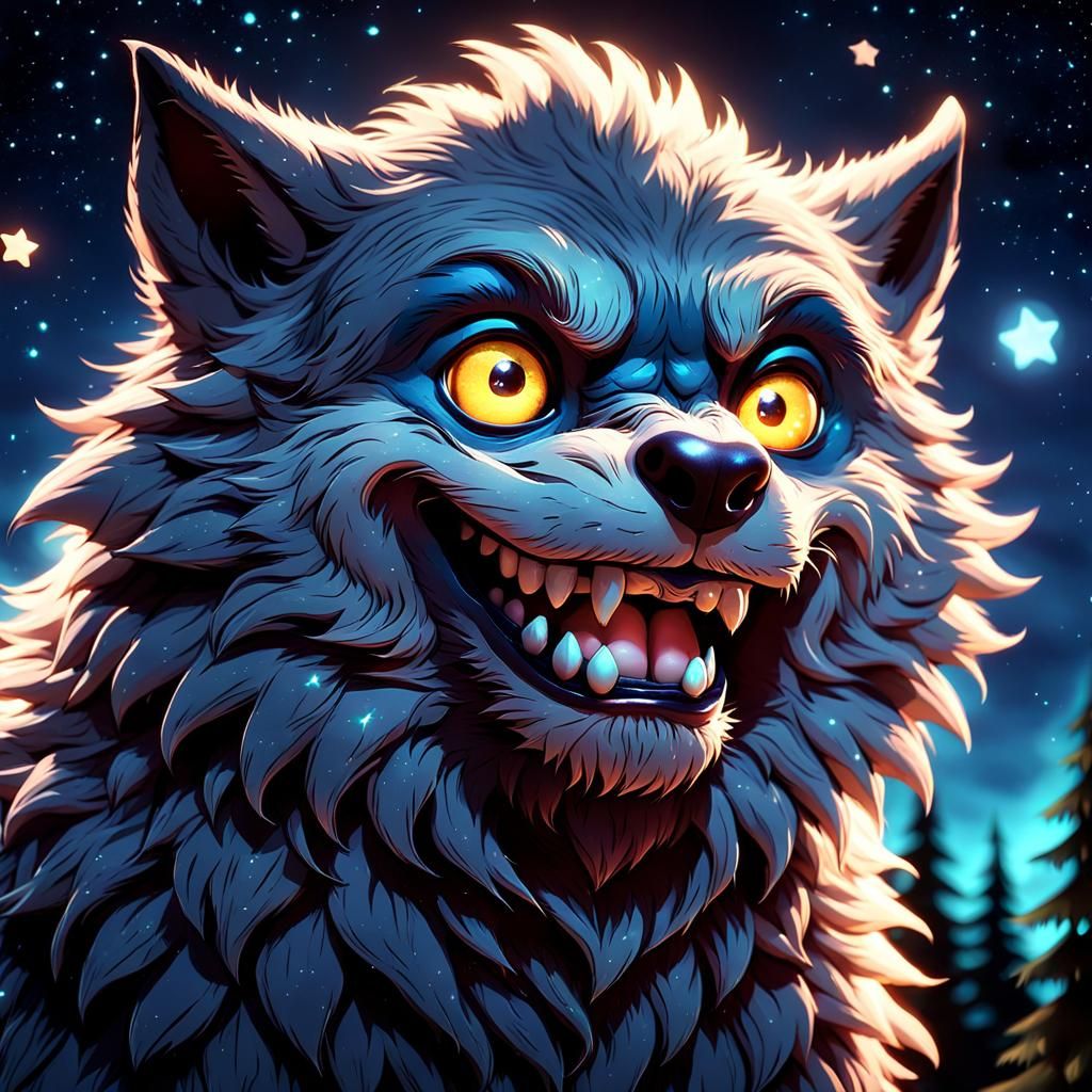 Playful Werewolf Portrait in 3D Anime Art