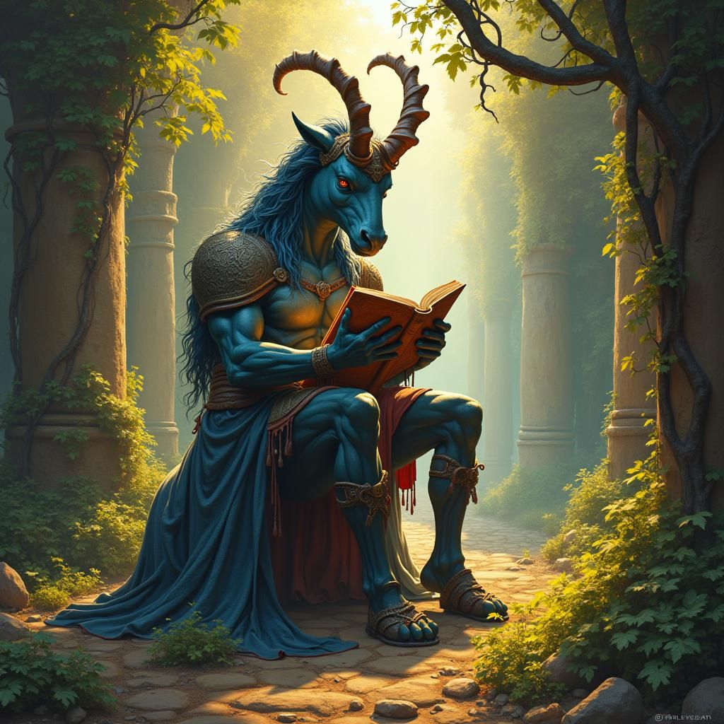 Centaur Reading Book in Sun-Drenched Ruins