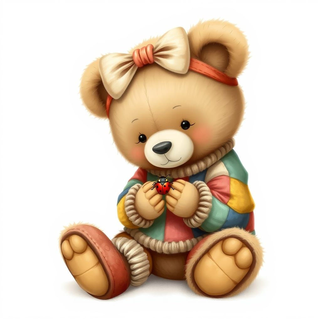 Whimsical Teddy Bear in Airbrush Style