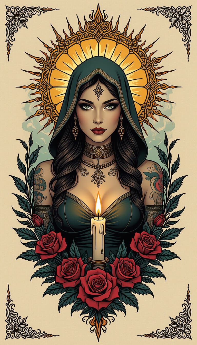 Priestess Tattoo Design in 3D