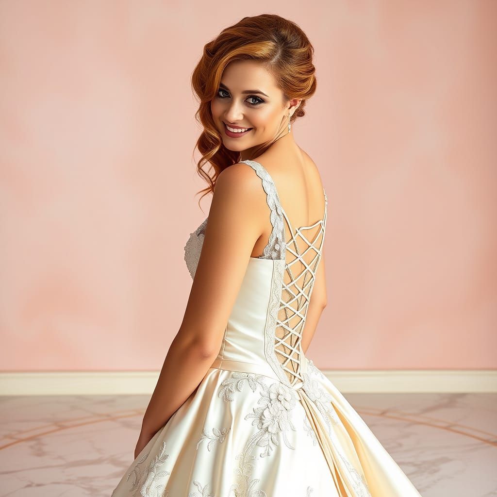 Breathtaking Bride soft smile, tiny gemstones nestled intric...