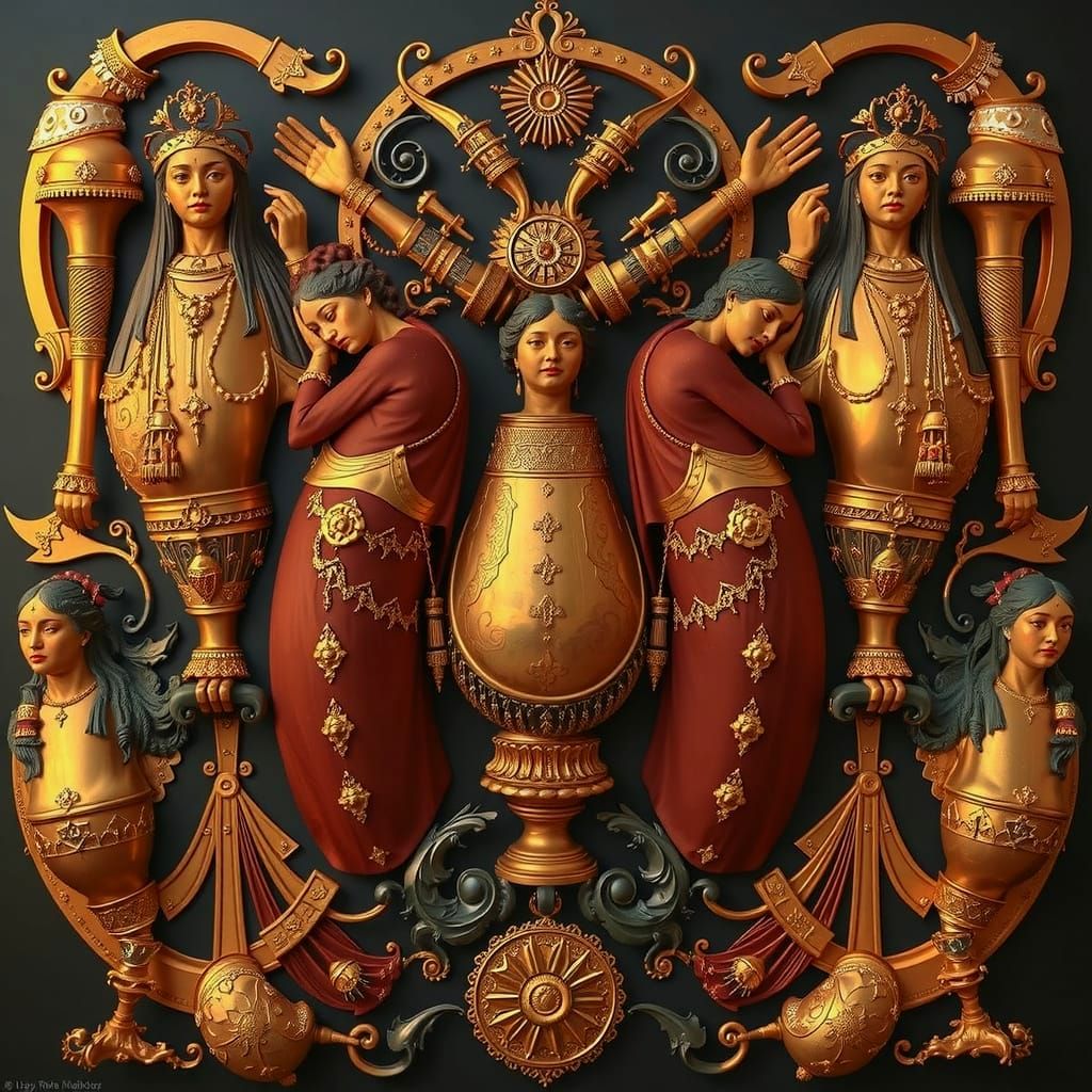 Hyperrealistic Sculpture of Abstract Forms in Vivid Colors