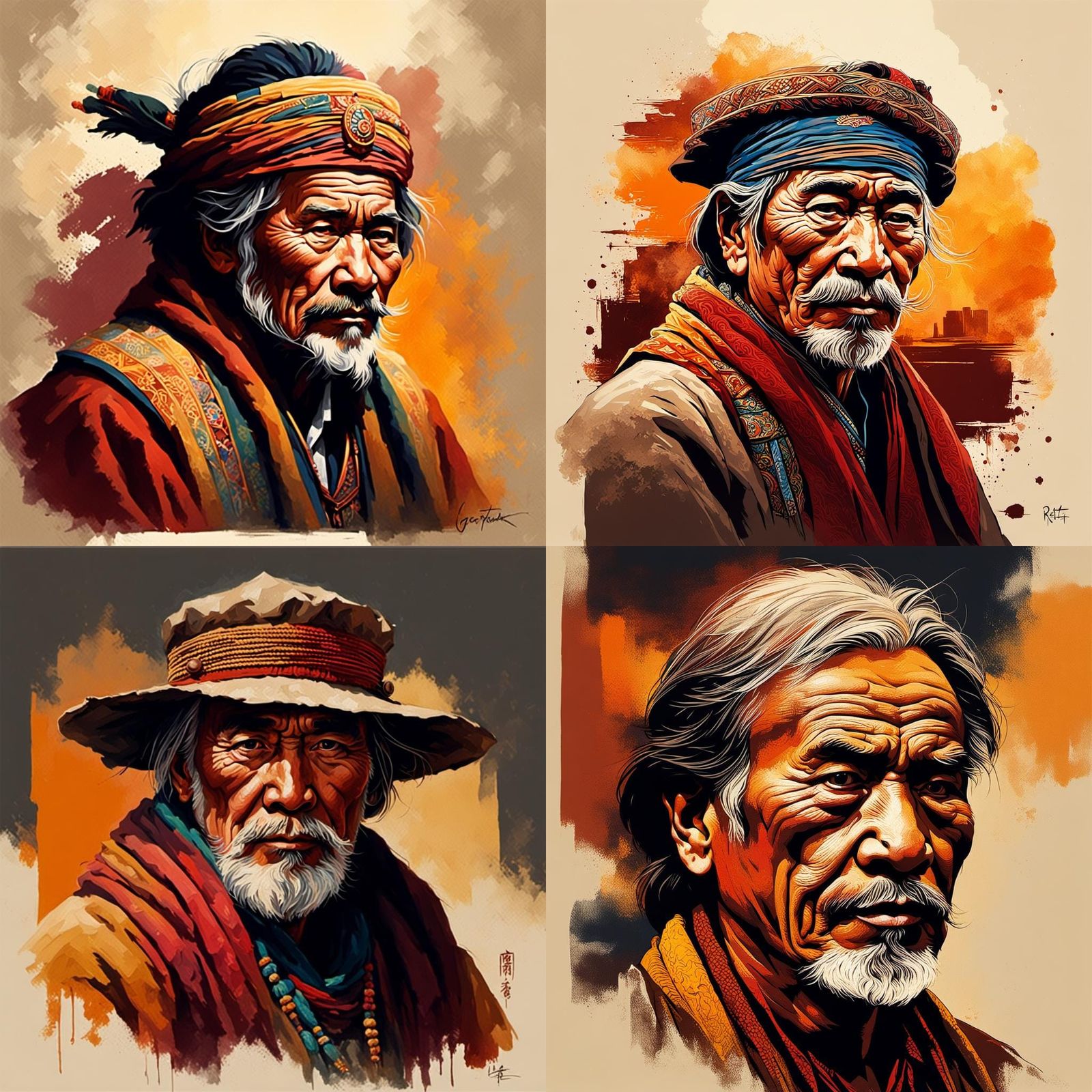 Tibetan Monk Portrait in Warm Colors