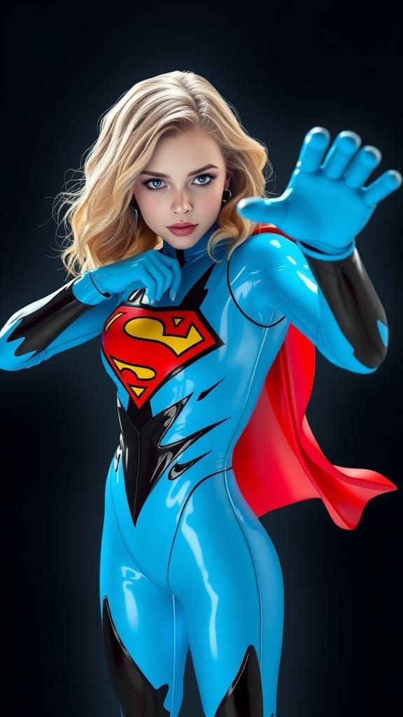 Emo Goth Supergirl in Latex: Pixar-Inspired 3D Art