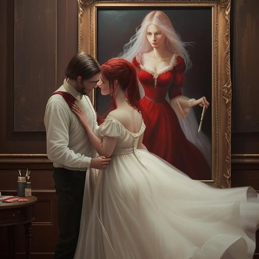 Ethereal Woman Emerges in Romantic Oil Painting