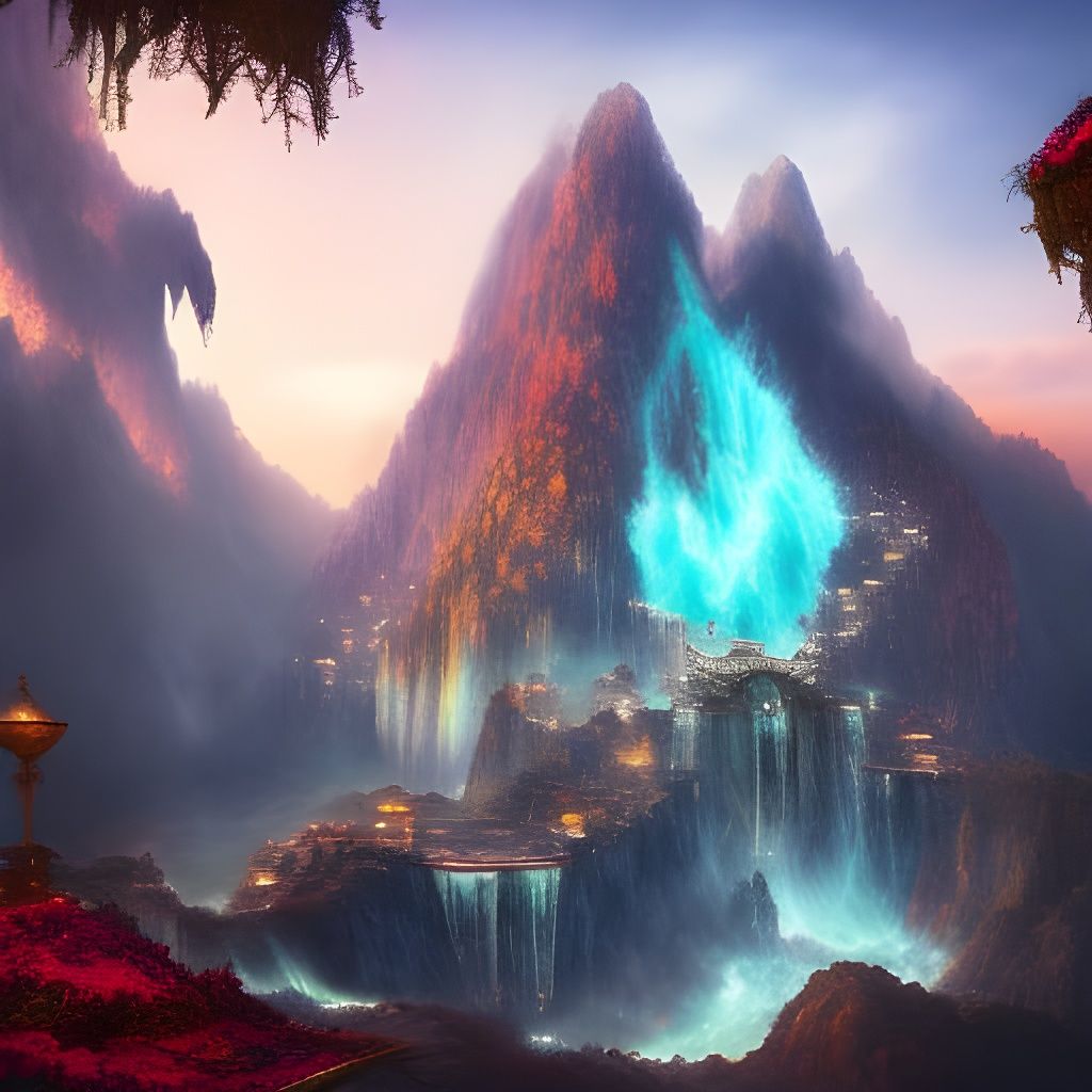 Epic Jade Mountain in Cinematic Digital Painting