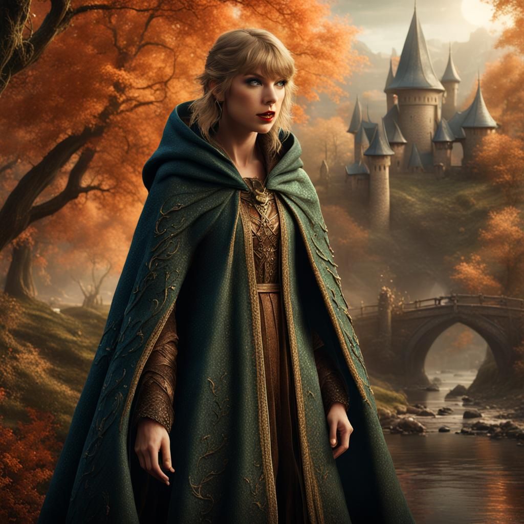 Taylor Swift in Willow Cloak: Fantasy Art