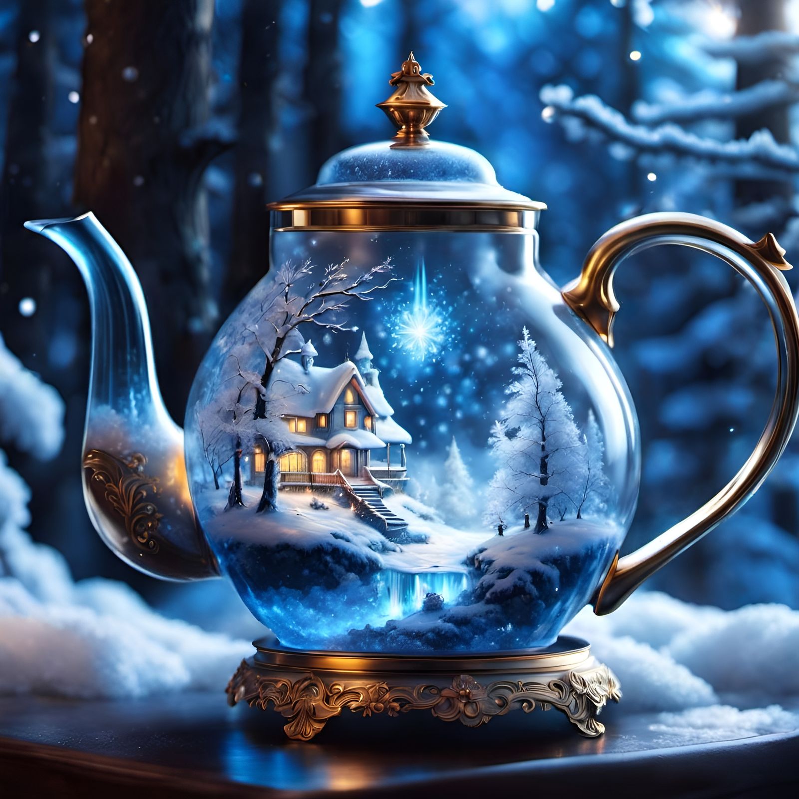 Crystal Teapot Reveals Winter Wonderland