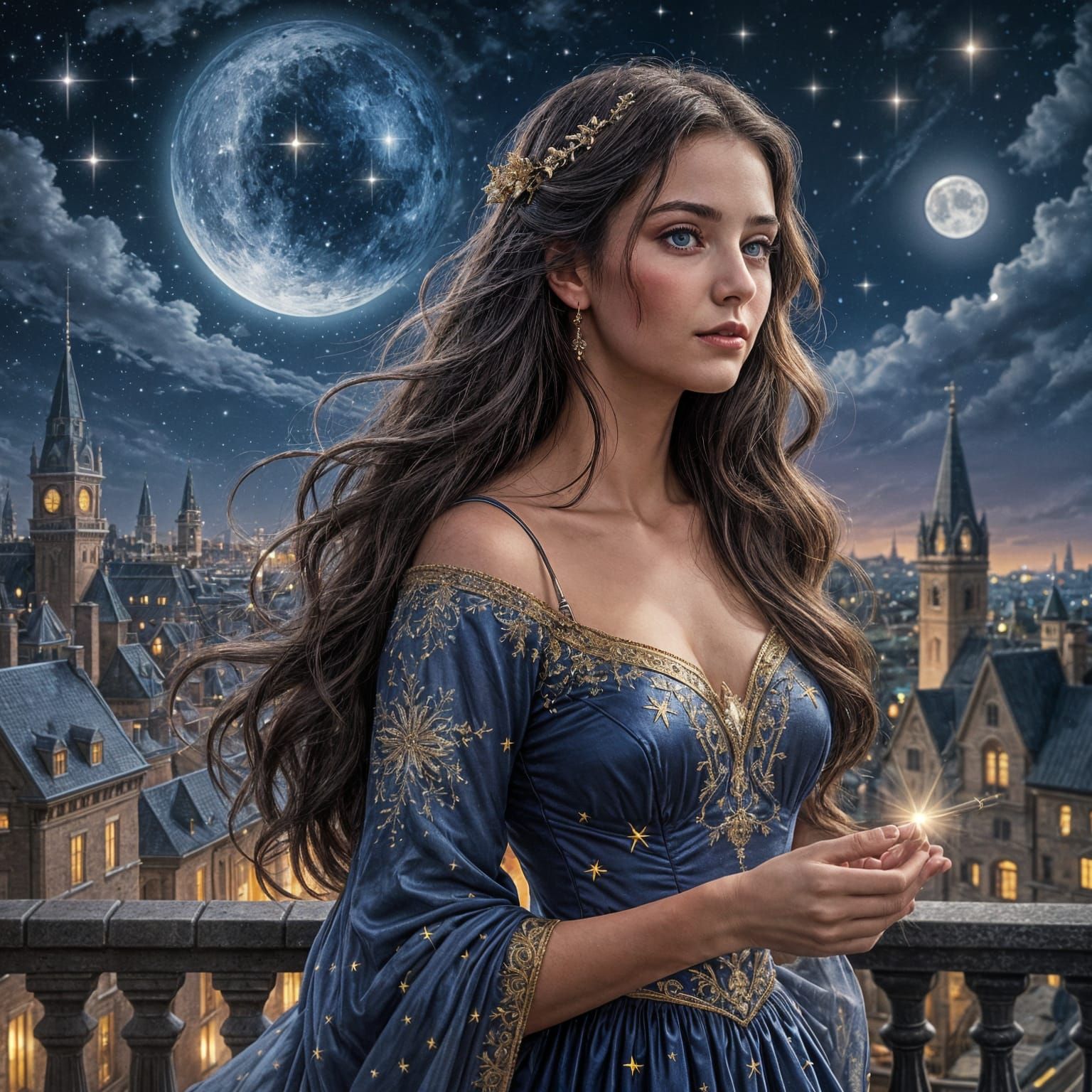 Ethereal Nighttime Scene with Fae Architecture and Romantic ...