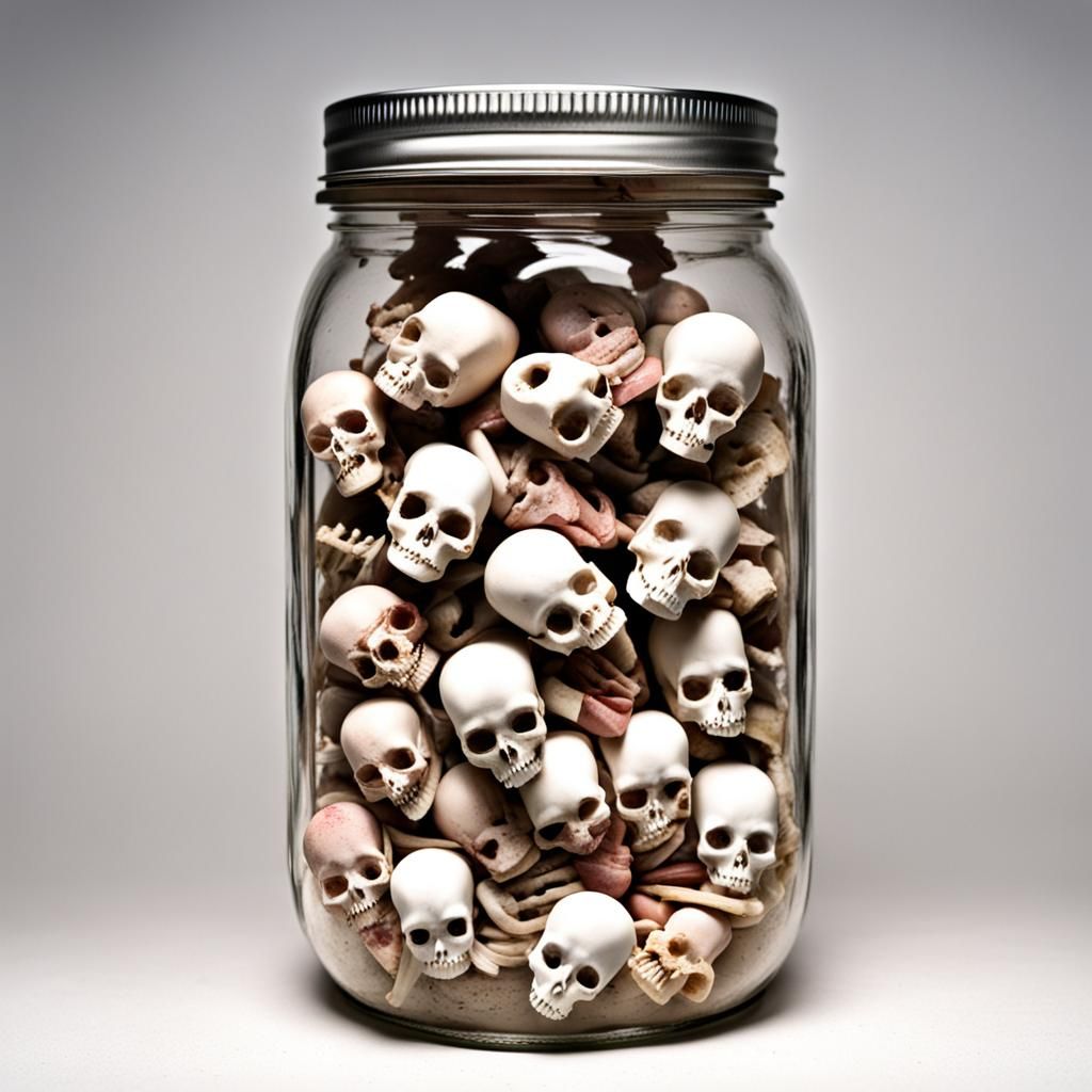 Disturbing Mason Jar of Doll Parts