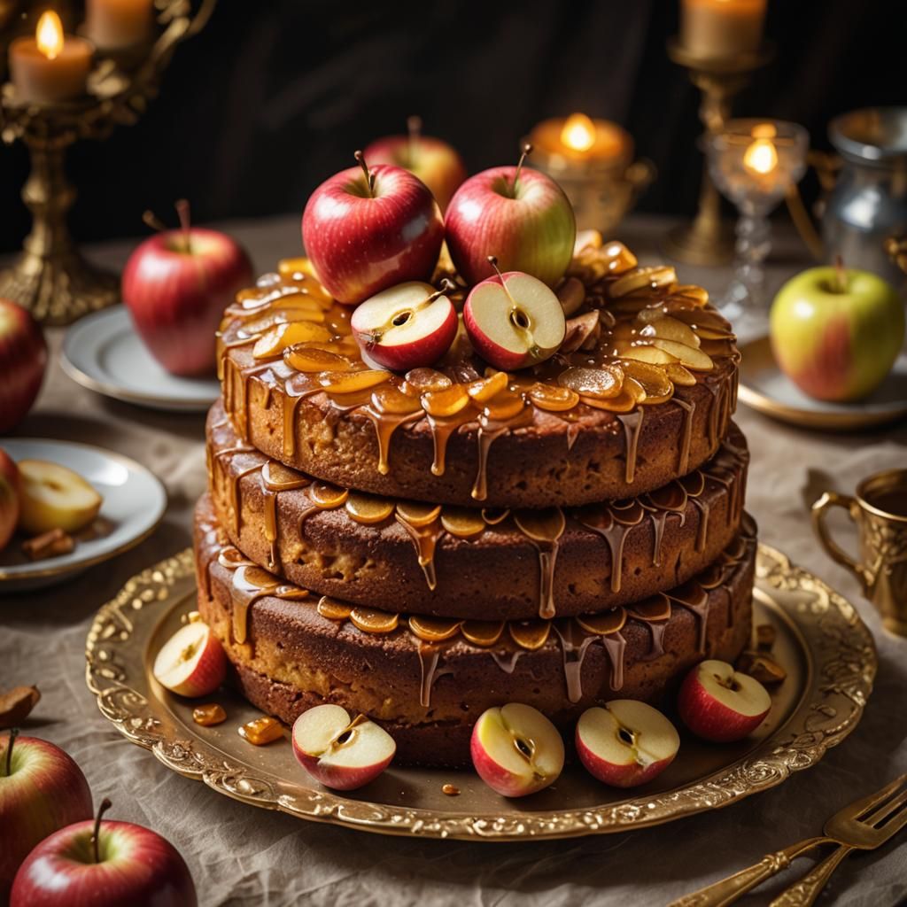 Hyperrealistic Apple Cake with Caramelized Apples
