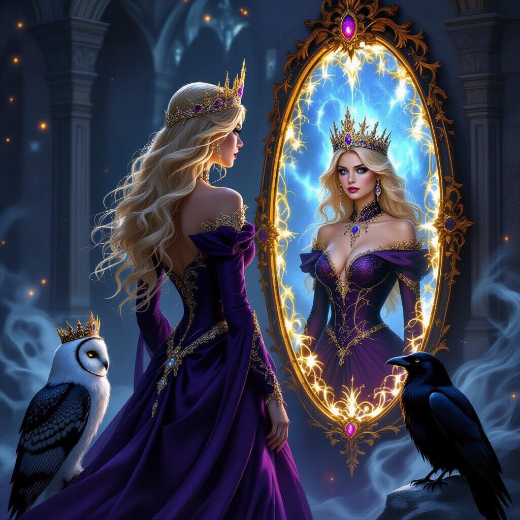 Majestic Witch Queen with Shadow Reflection