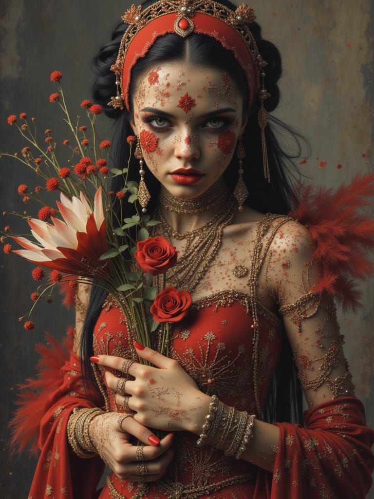 Surreal Golden Cityscape with Obsidian Accents