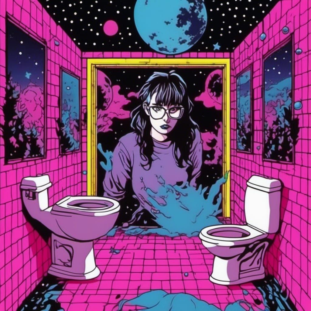 Synthwave Toilets in Cosmic Space