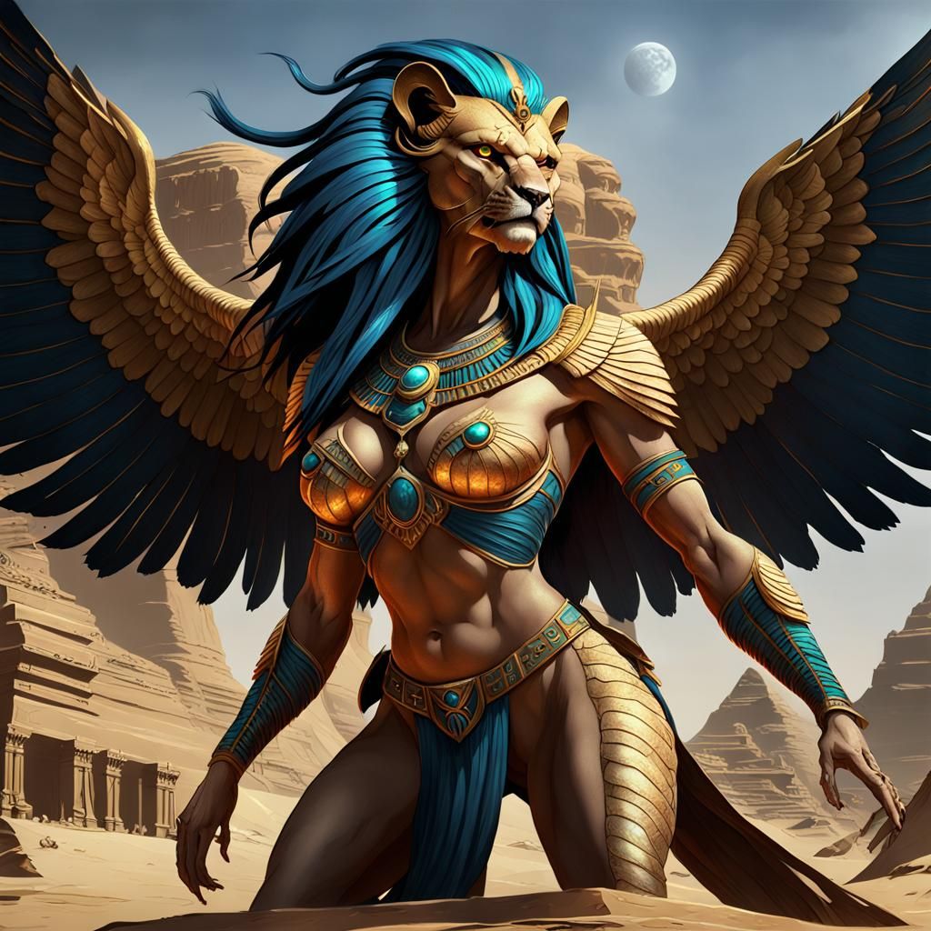 Detailed Sphinx Digital Art in Dark Fantasy Style