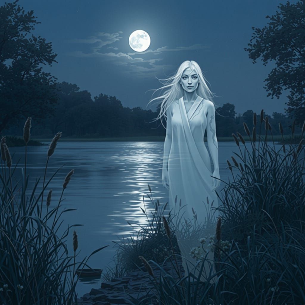 Spirit Woman in Ethereal Swamp Dreamscape