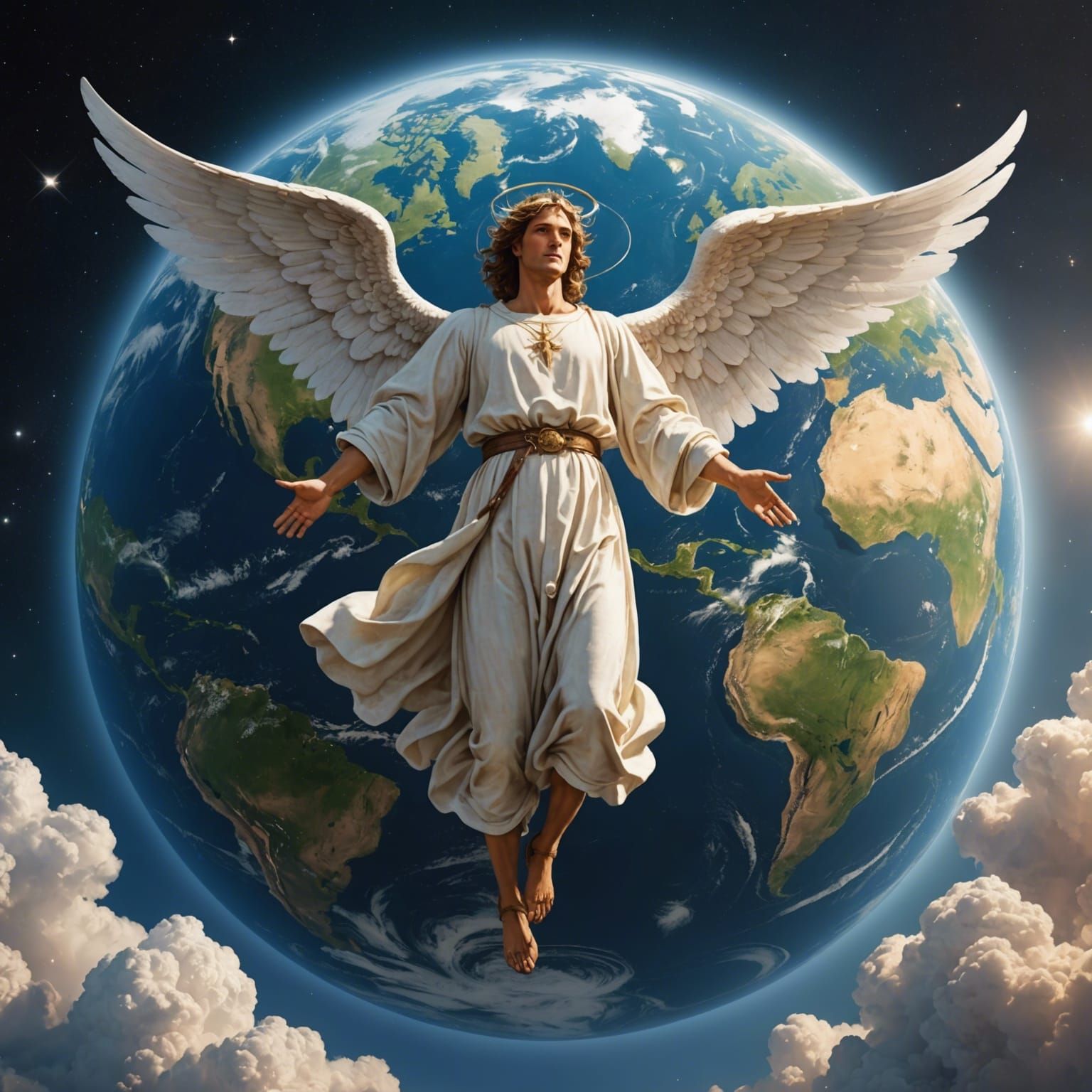 Biblically Accurate Serif Angel Over Earth