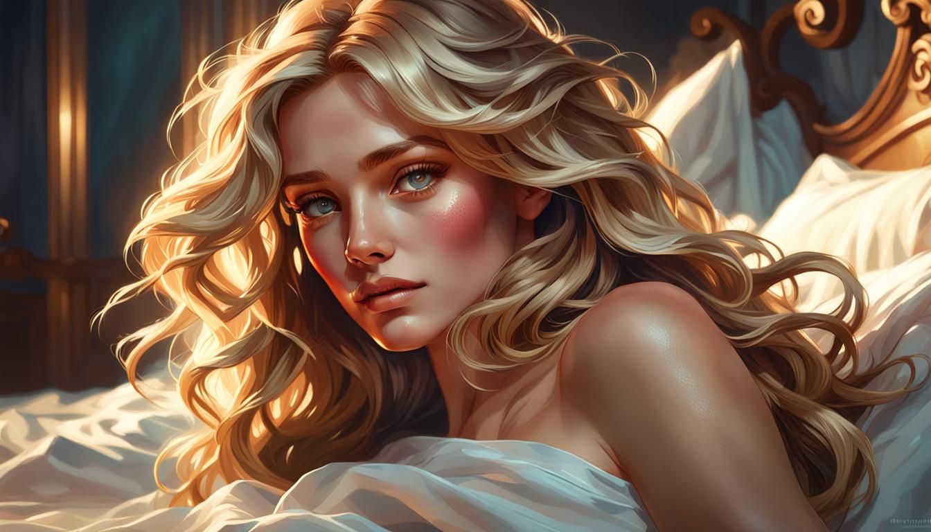 Detailed Portrait of Blonde Woman in Digital Art Style
