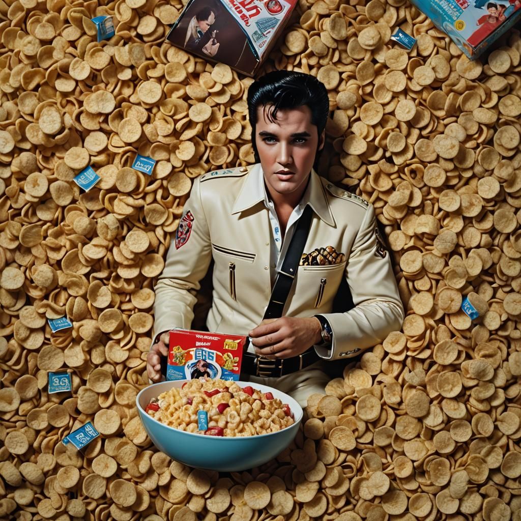 Elvis Presley Cereal Box Cover: Cinematic Film Still
