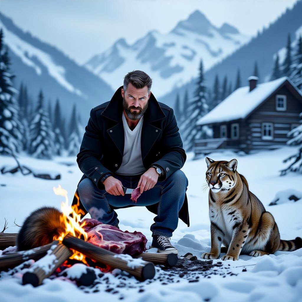 Fallout Enclave Founder Prepares Meal in Wilderness with Cou...