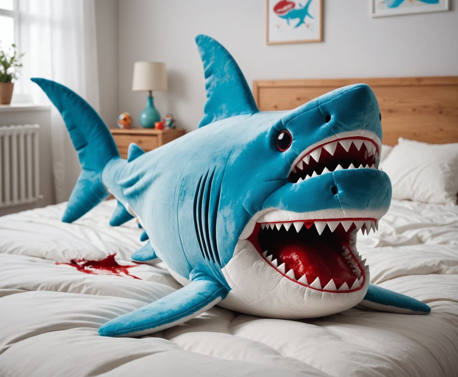 Evil Plush Shark Comes Alive to Chew Mattress