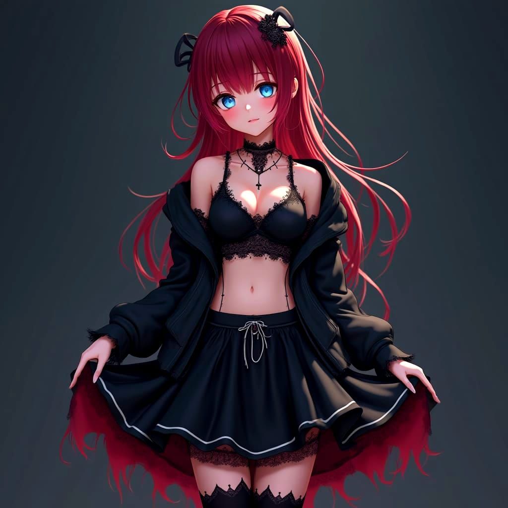 Goth Anime Vampire Girl with Flawless Details