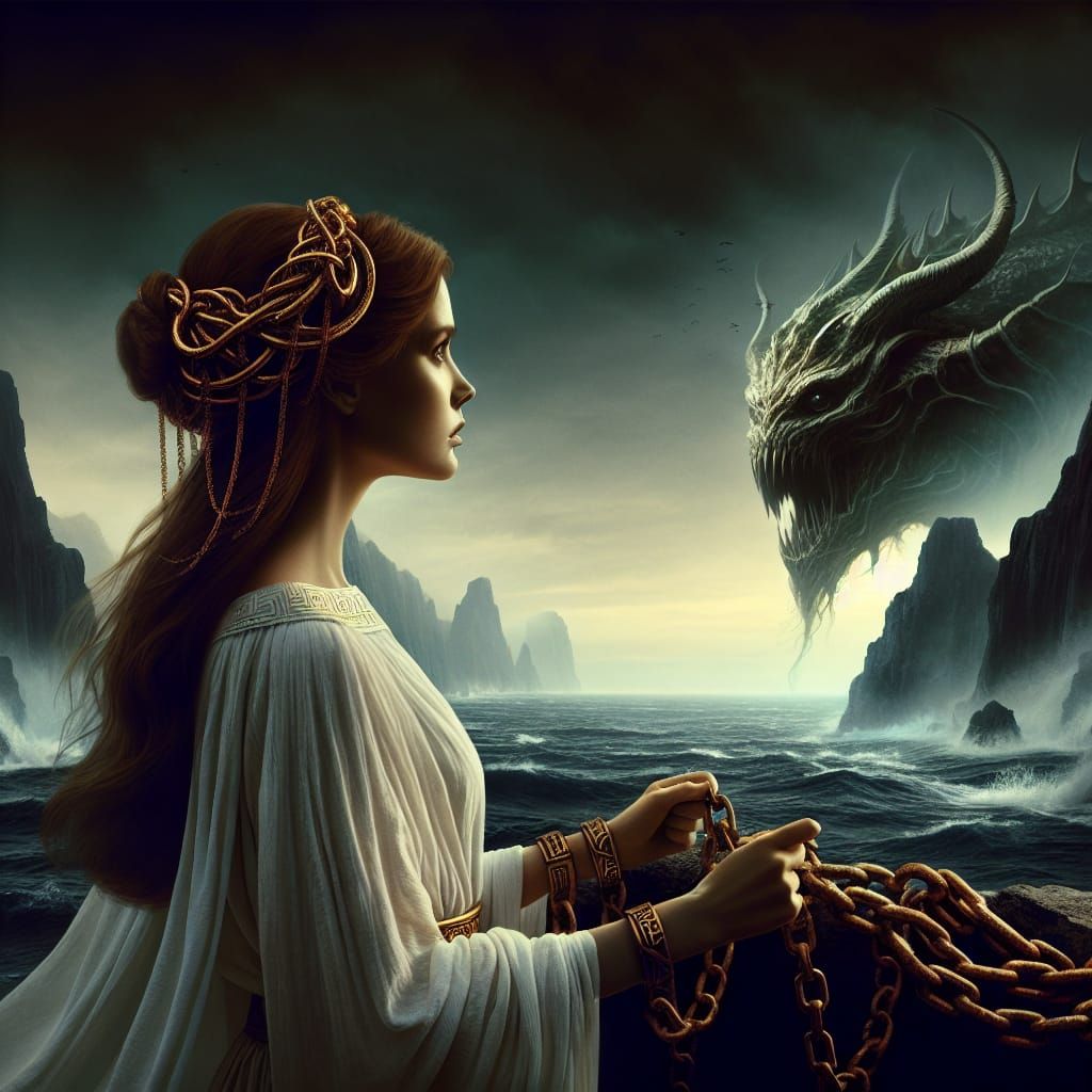 Elegant Greek Goddess Bound by Dark Mythology