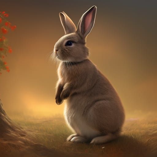 Fantastical Cute Bunny in Detailed Matte Painting