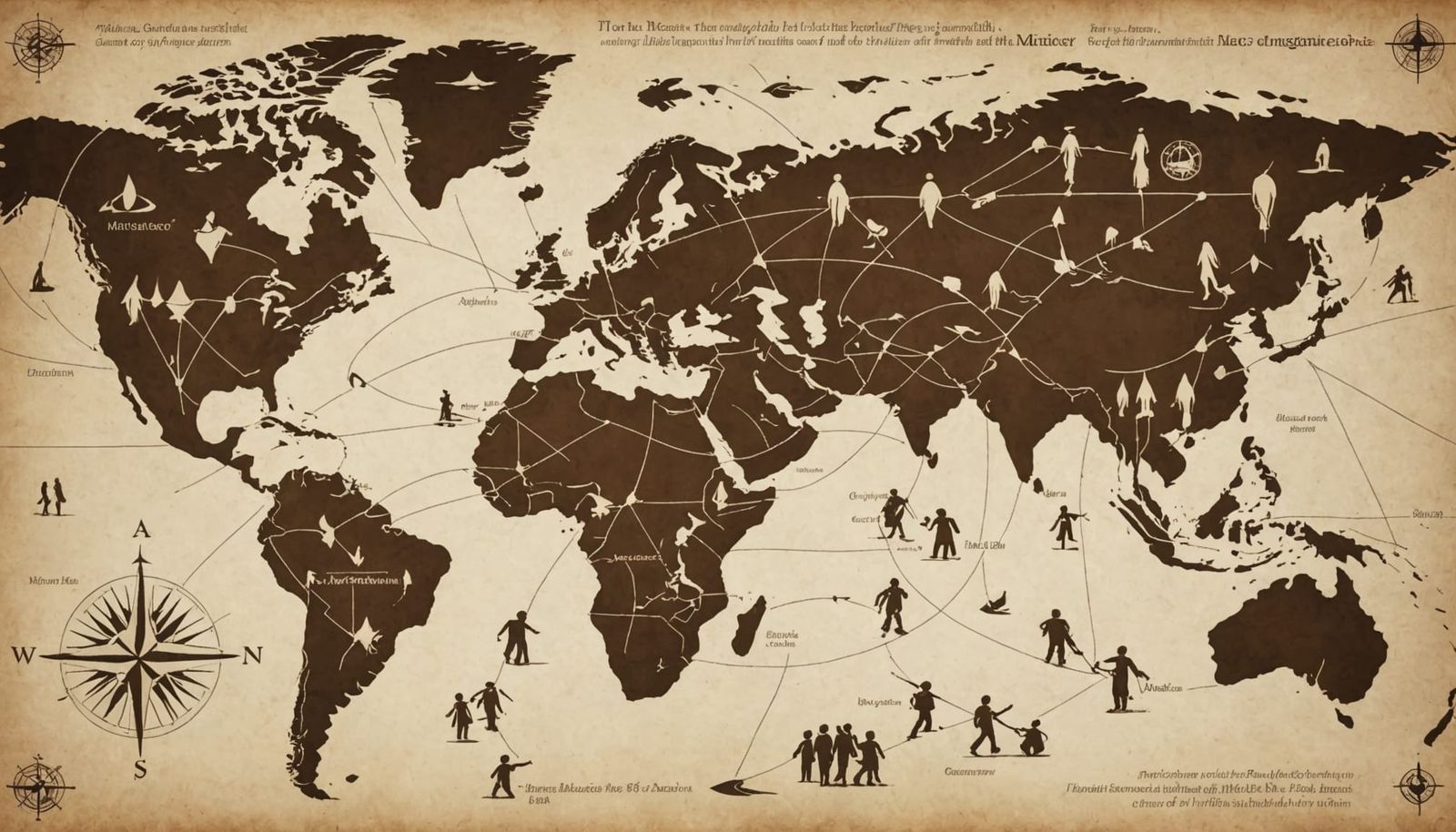 Fictional World Map Showing People Migrations