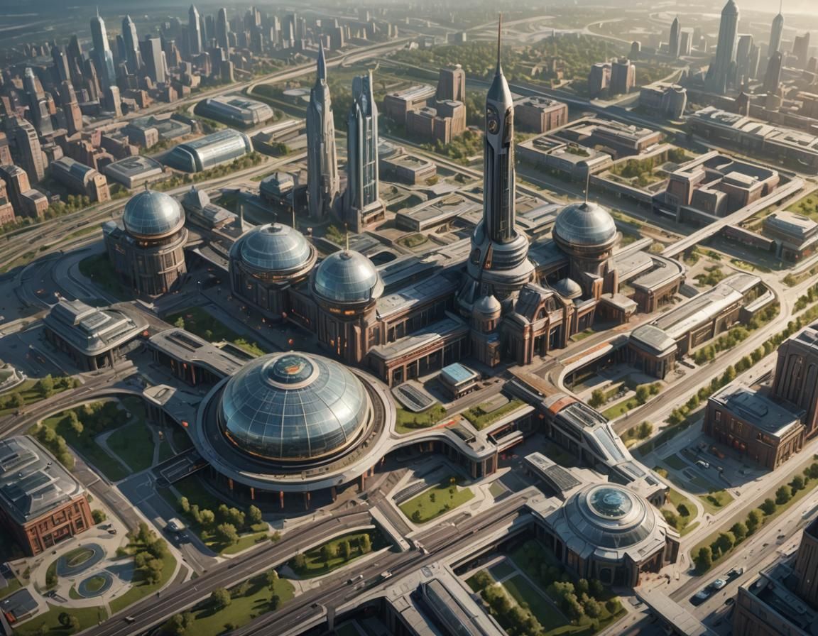 Futuristic Metropolis Meets Vintage Train Station
