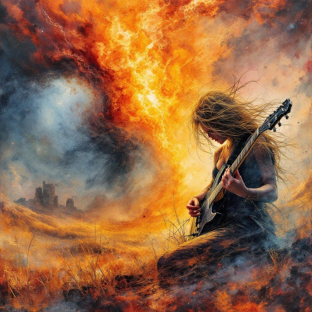 Electric Stormscape in Vibrant Watercolors