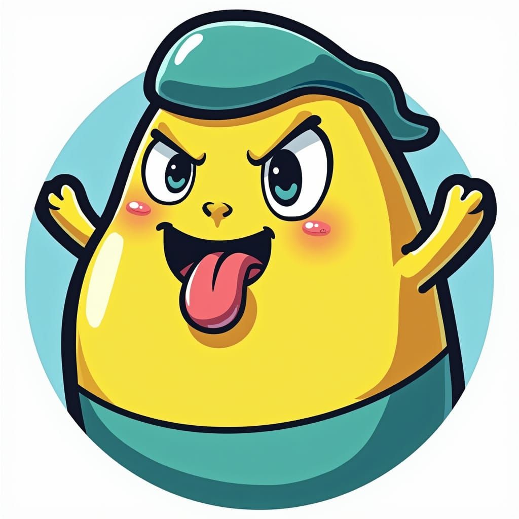 Goofy Anime Mascot with Tongue Sticking Out