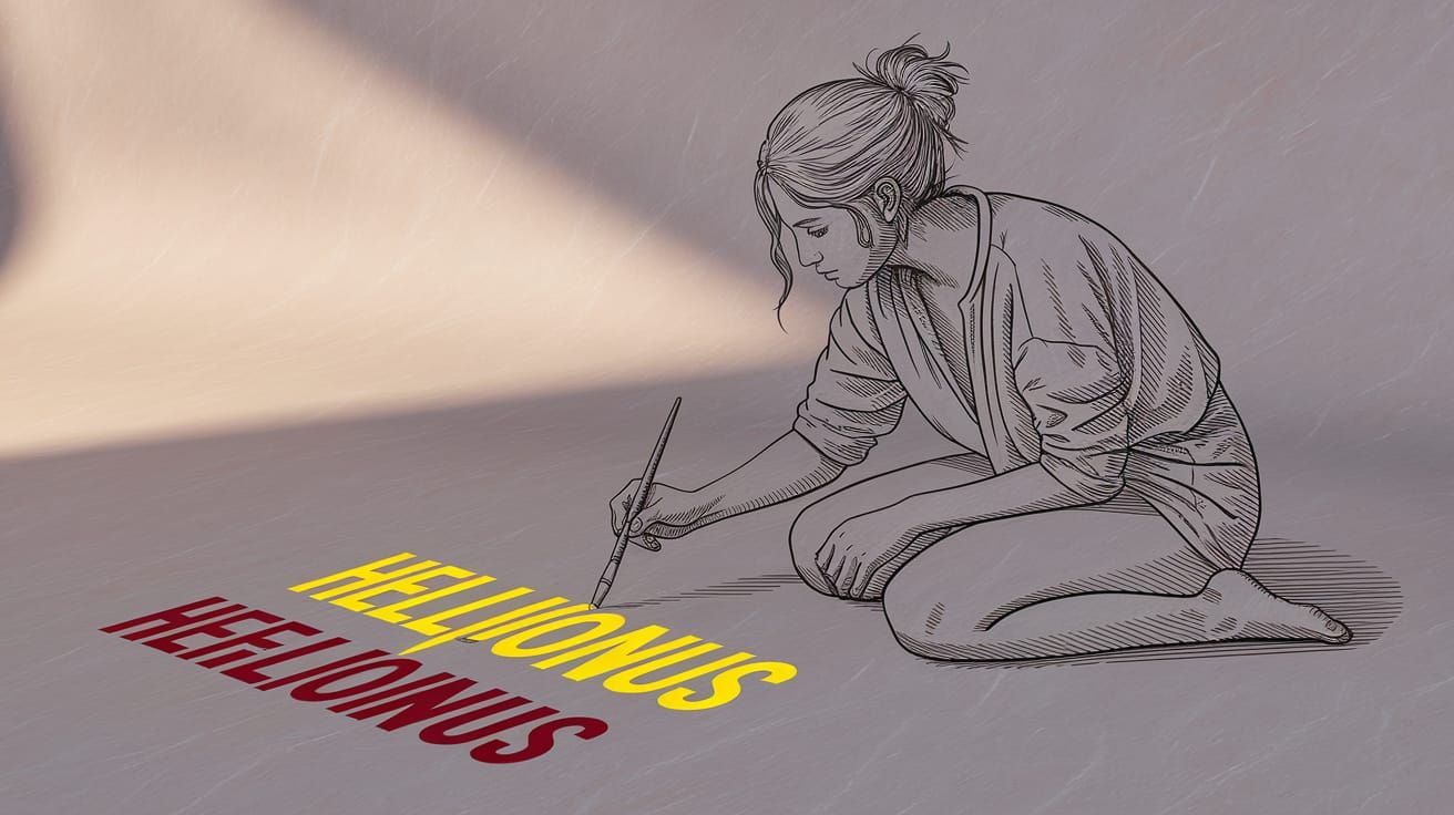 Elegant Lady Paints Hellionus Logo in Vivid Colors