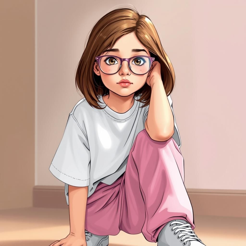 Expressive Girl with Freckles in Digital Comic Style