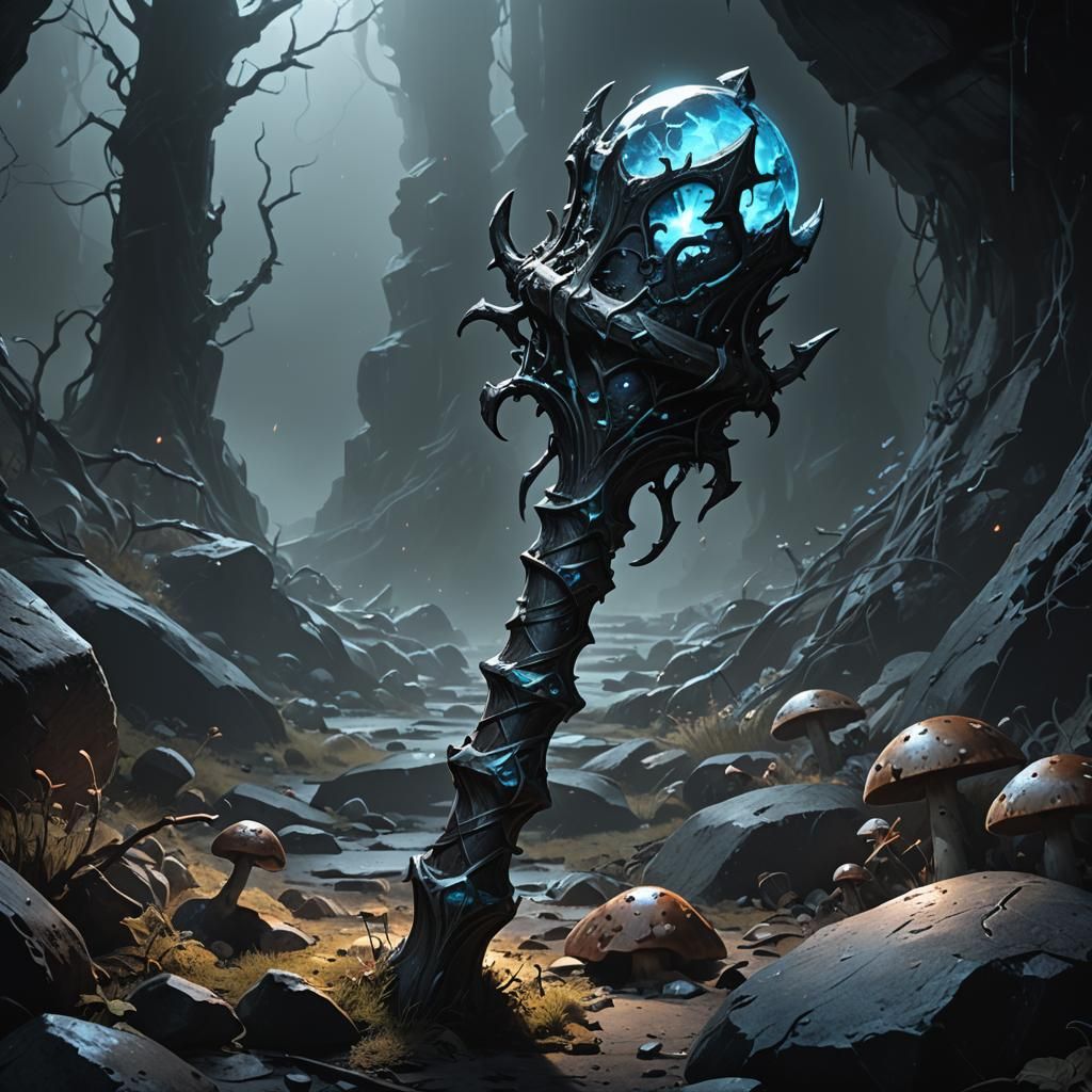 Abyssal Mace in Dark Fantasy Chiaroscuro