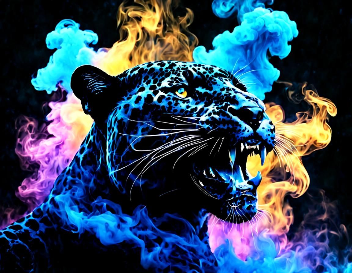 Black Smoke Jaguar Silhouette in Fantasy Art