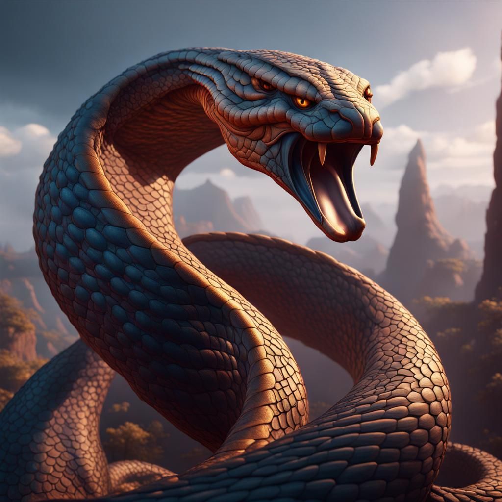 Detailed Cobra Matte Painting in Deep Color