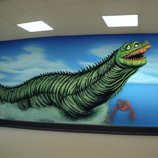 Epic Mural: Gillman vs. Loch Ness Monster