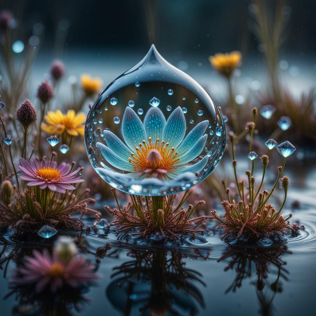 Bioluminescent Water Token with Diamond Water Droplet