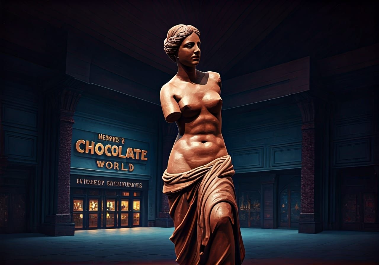 Chocolate Venus de Milo at Hershey's, Detailed Matte Paintin...