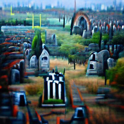 Gothic Cemetery in Oil Painting Style