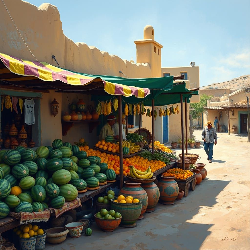 Vibrant Farmstand in South American Village