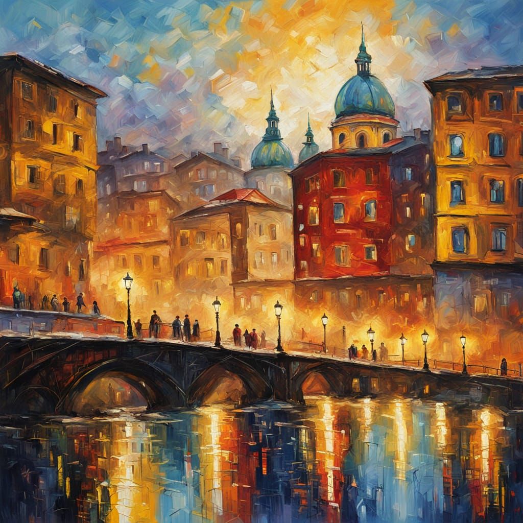 Belgrade Cityscape: Neo-Impressionist Oil Painting