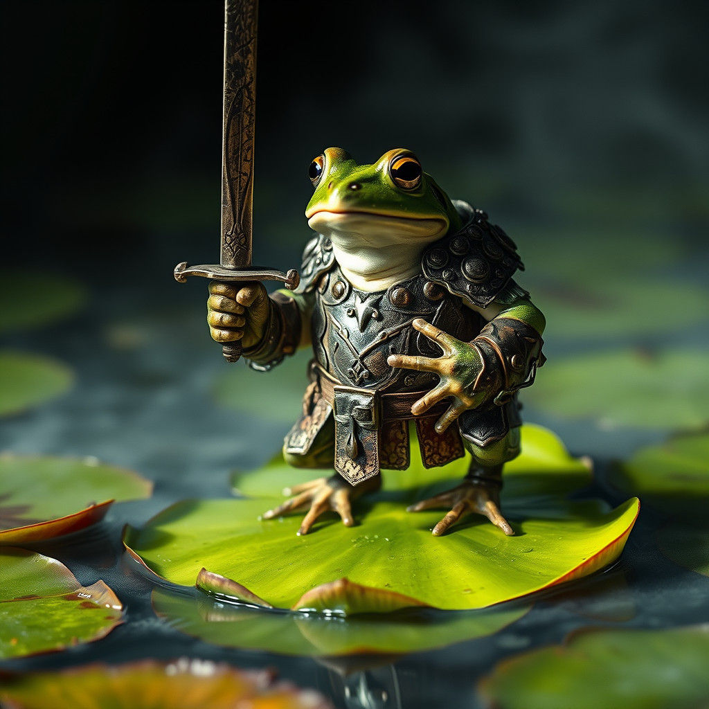 Heroic Frog in Armour on Lily Pad