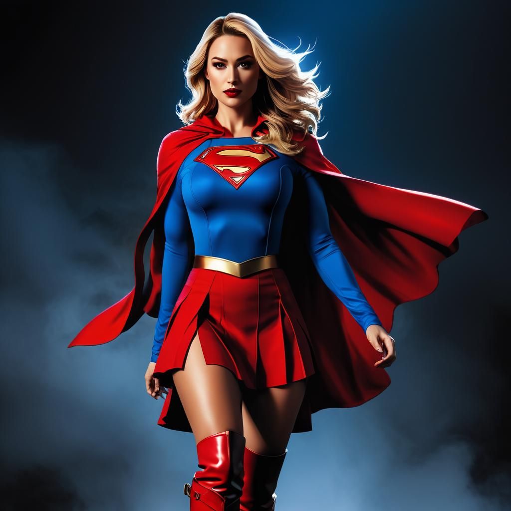 Dynamic Supergirl Concept Art in Comic Book Style