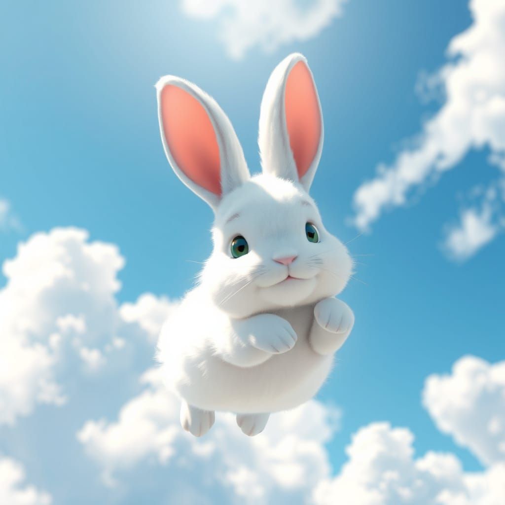 Whimsical Anime Rabbit in Celestial Harmony