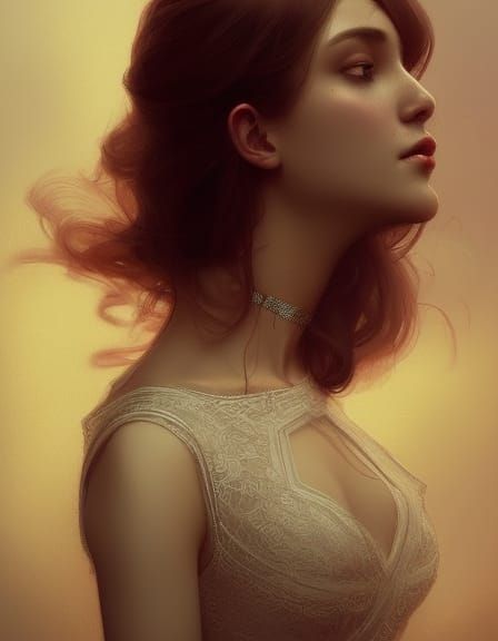 Lace Dress Portrait in Hyperdetailed Digital Art