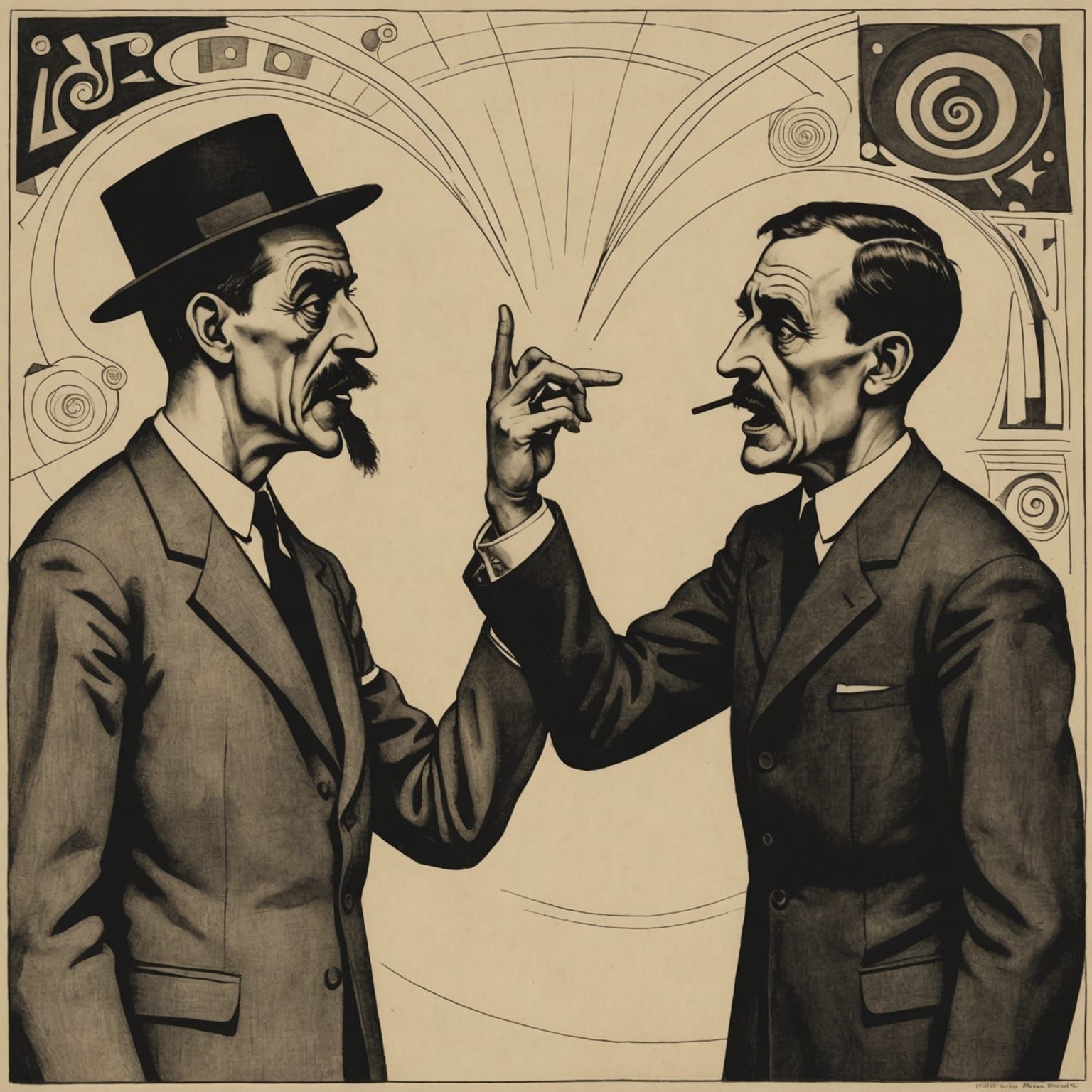 Arguing Figures in Dadaism Style