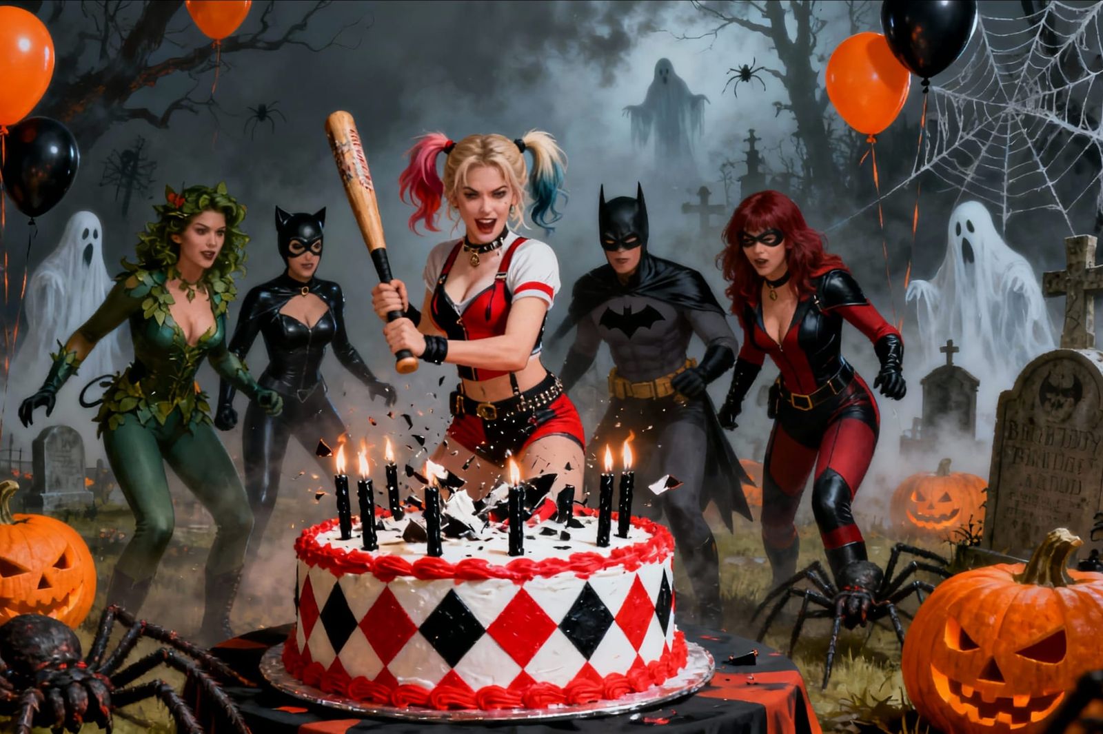 Harley Quinn Leads Spooky Graveyard Birthday Bash